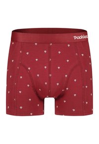 Røde boxershorts med hvidt diamantmønster, elastisk talje og syede detaljer. Lavet af blødt, strækbart bomuldsstof.
