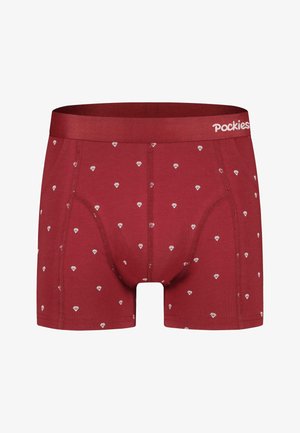 Røde boxershorts med hvidt diamantmønster, elastisk talje og syede detaljer. Lavet af blødt, strækbart bomuldsstof.