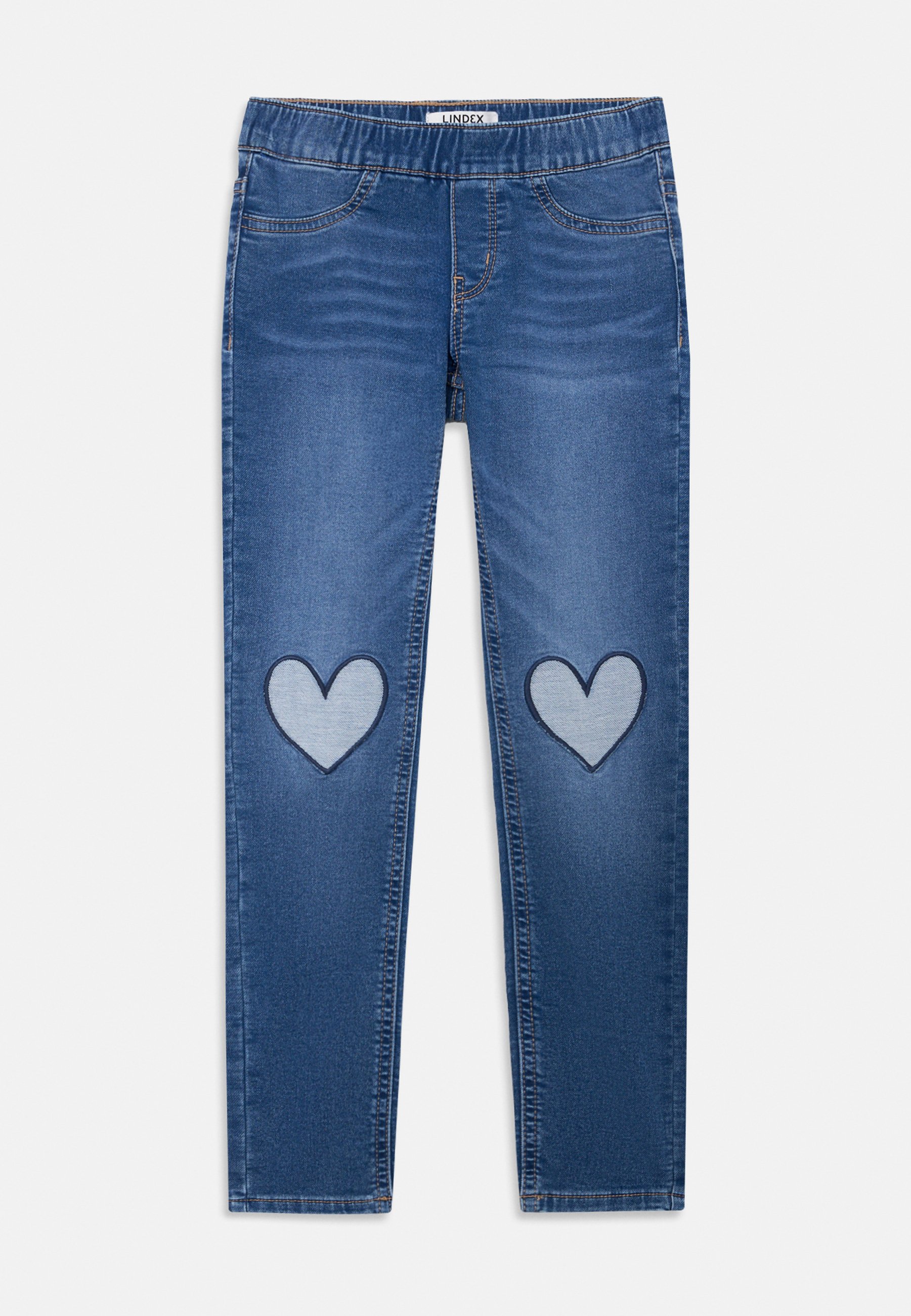 Lindex TROUSERS KNEE HEART - Straight leg jeans - blue denim