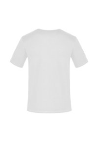 Kurzärmliges T-Shirt mit Rundhalsausschnitt in reinem Weiß. Hergestellt aus einem Baumwollgemisch, bietet es eine glatte Textur und eine normale Passform ohne Aufdrucke oder Muster.