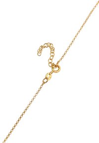 Goldkette mit feinem Gliederdesign, strukturierten Oberflächen, ausgestattet mit einem Karabinerverschluss und einer verstellbaren Länge mit zusätzlichen Gliederakzenten.