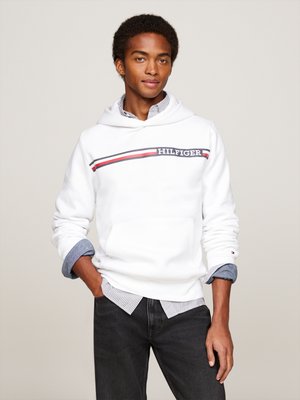 Tommy Hilfiger CHEST STRIPE HOODY - Hoodie - white