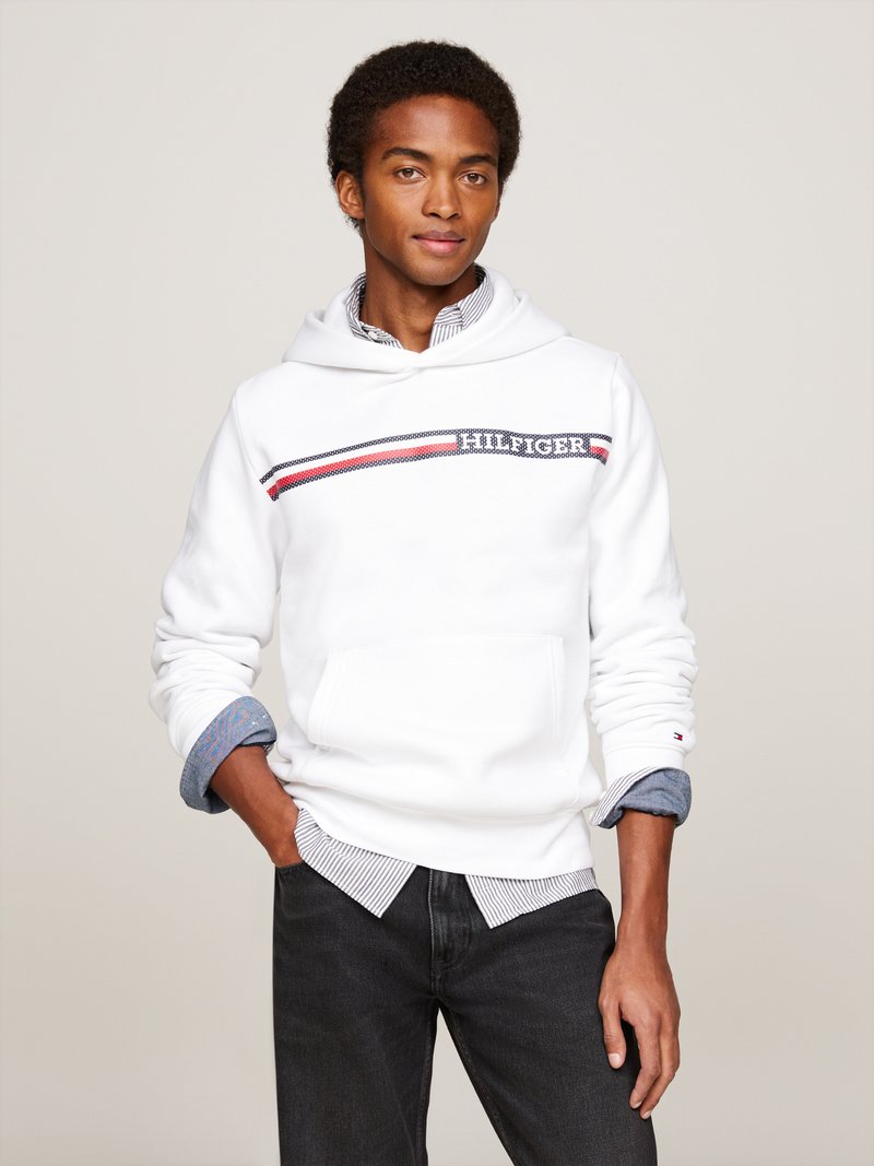 Tommy Hilfiger CHEST STRIPE HOODY - Jersey con capucha - white