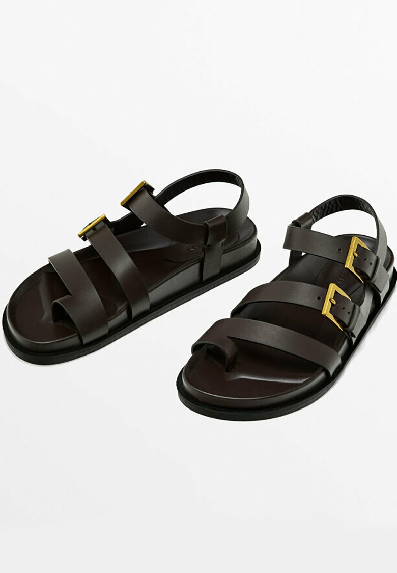 Massimo Dutti WITH BUCKLES - Riemensandalette - dark brown  