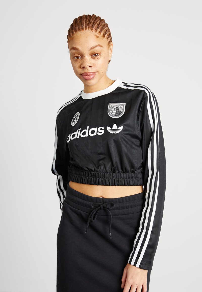 adidas Originals WWC SOCCER CROP Tops ar garām piedurknēm black/melns Zalando.lv