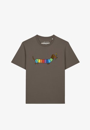 watapparel, REGENBOGEN DACKEL - Print T-shirt - mocha