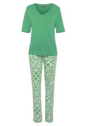 SET - Pyjama set - grün ecru gemustert
