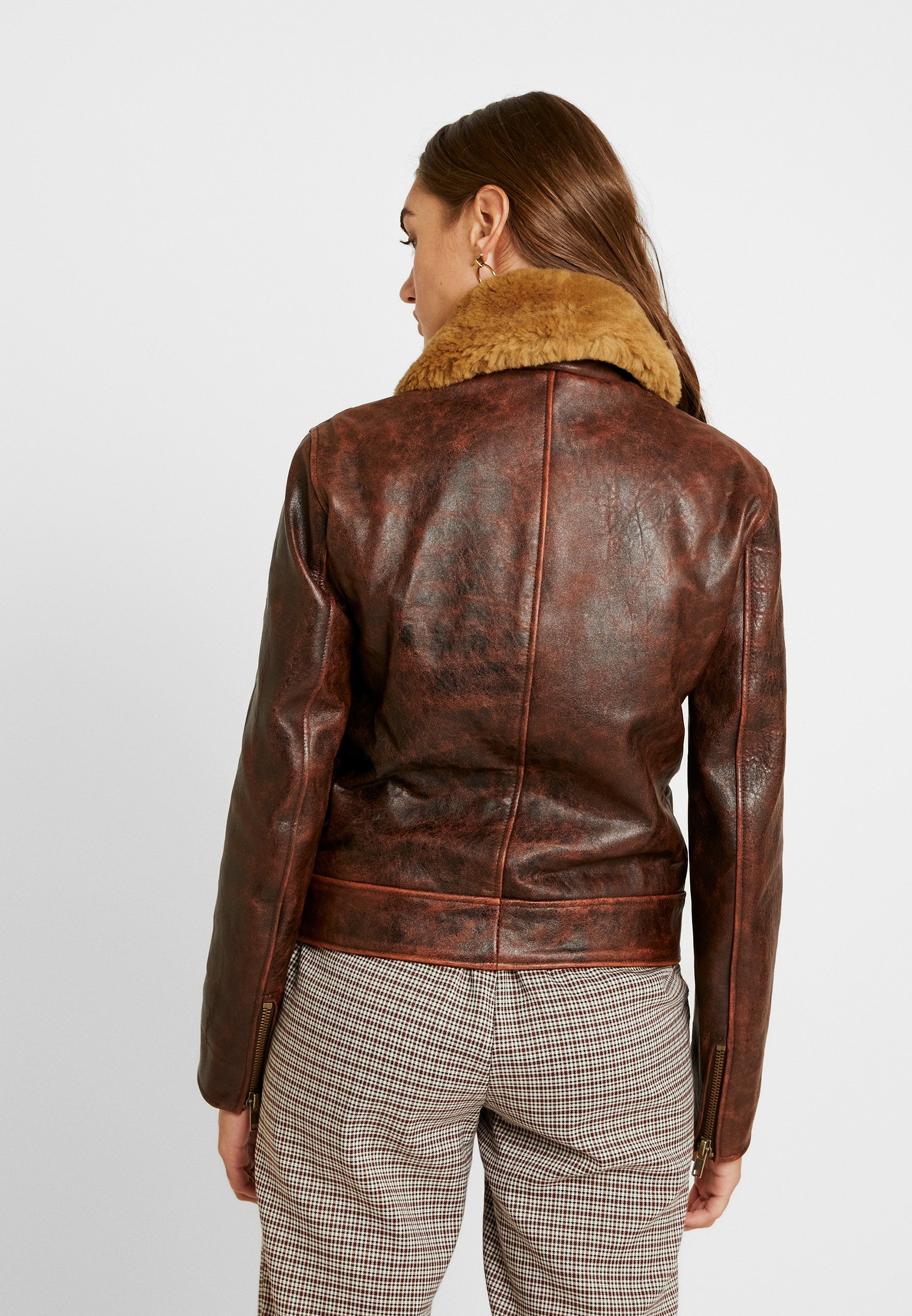 AVIATOR JACKET Leren jas brown AVIATOR JACKET Leren jas brown