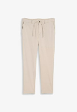 TOM TAILOR, TOM TAILOR HOSEN & CHINO REGULAR TAPERED CHINO HOSE MIT KORDELZUG - Stoffhose - cashew beige structure