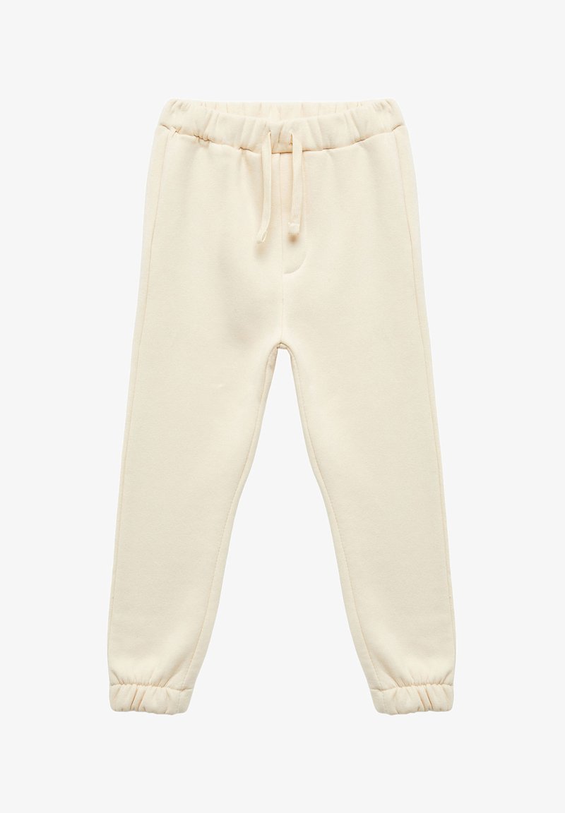Helle beige Sweatpants aus weicher Baumwolle, mit elastischem Bund, Kordelzug und gerafften Bündchen an den Knöcheln.