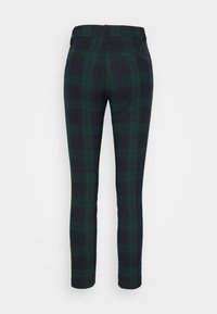 Groene en zwarte geruite broek met een slanke pasvorm, met een flat front, twee achterzakken en een soepele stofstructuur.