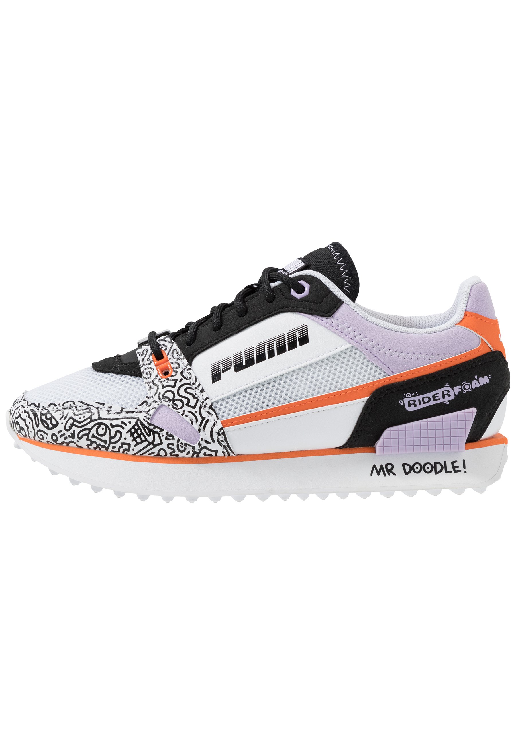 Puma MILE RIDER - Sneakers basse - white/black/dragon fire/bianco - Zalando .it