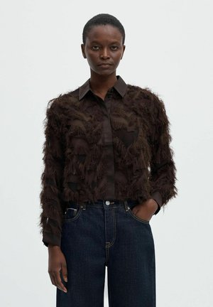 Selected, SLFMYLINE LS FLUFFY CROPPED SHIRT B - Риза с копчета - delicioso