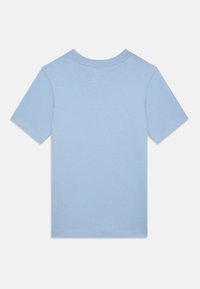 Light blue short-sleeve t-shirt made of cotton, featuring a crew neck and clean hemline; no visible logos or patterns on the back.