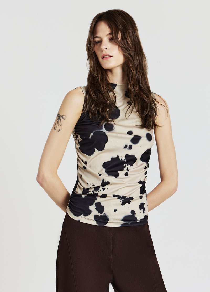 Calliope SMANICATO A FANTASIA - Top - var bianco panna