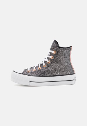 Converse CHUCK TAYLOR ALL STAR LIFT FOREST GLAM - Magas szárú sneakerek - black/copper/white