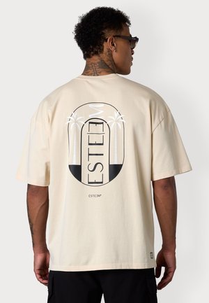 DOUBLE PALM OVERSIZED - Print T-shirt - cremebrulee
