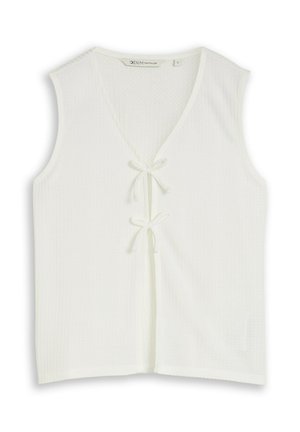 TOM TAILOR DENIM, TOM TAILOR DENIM T-SHIRT TOP MIT SCHLEIFEN-DETAILS - Vest - off white