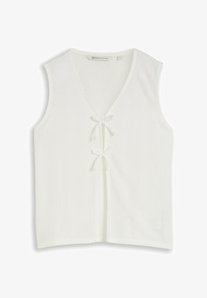 TOM TAILOR DENIM, TOM TAILOR DENIM T-SHIRT TOP MIT SCHLEIFEN-DETAILS - Vest - off white