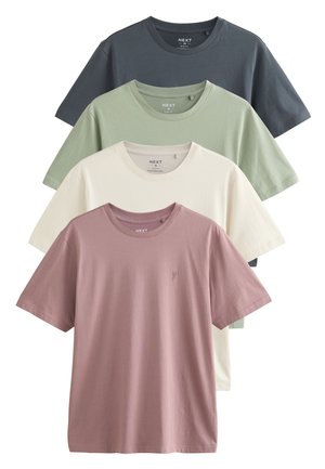 4 PACK - Tricou basic - grey pink ecru green