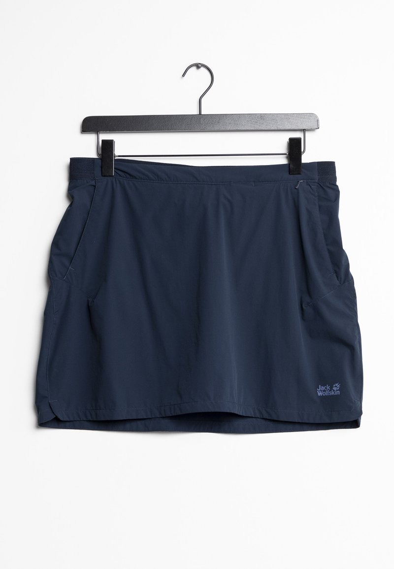 Marinblå lättviktskjol tillverkad av mjukt tyg, med sidofickor och en logotyp. Designad med ett bekvämt elastiskt midjeband för enkel rörelse.