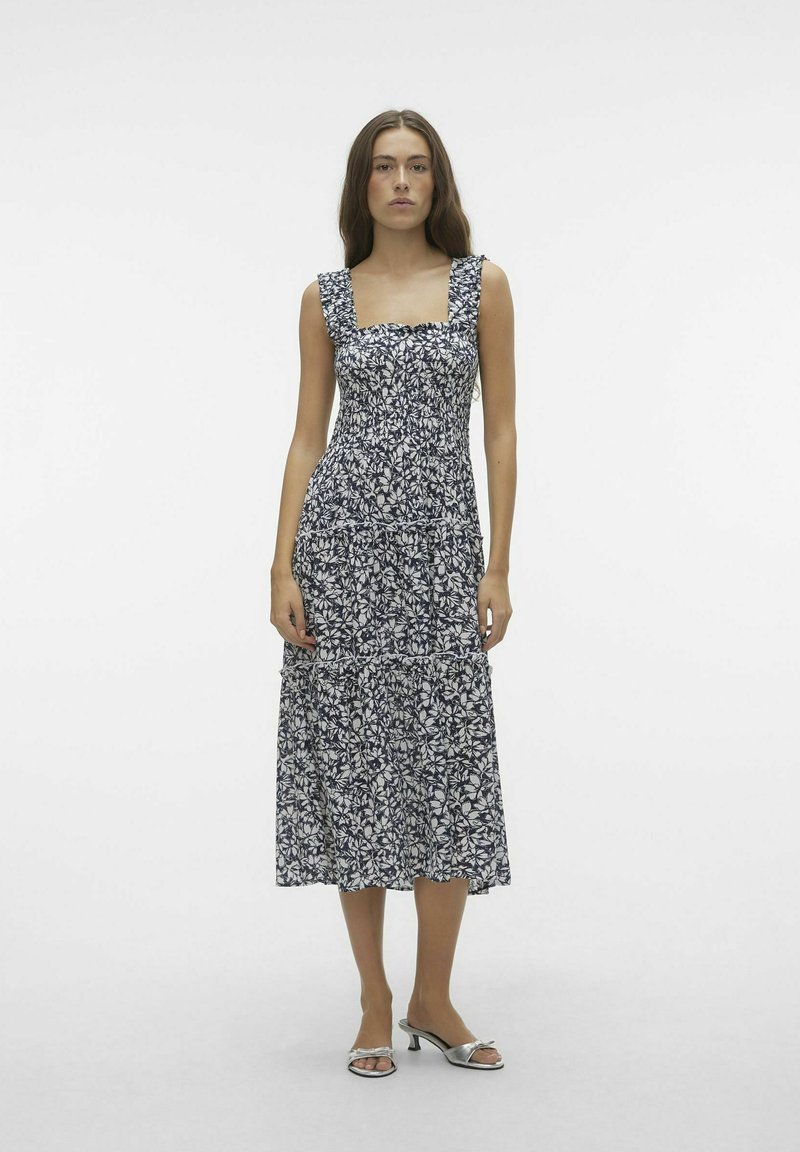 Vero Moda VMMENNY SMOCK CALF  - Dnevna haljina - navy blazer