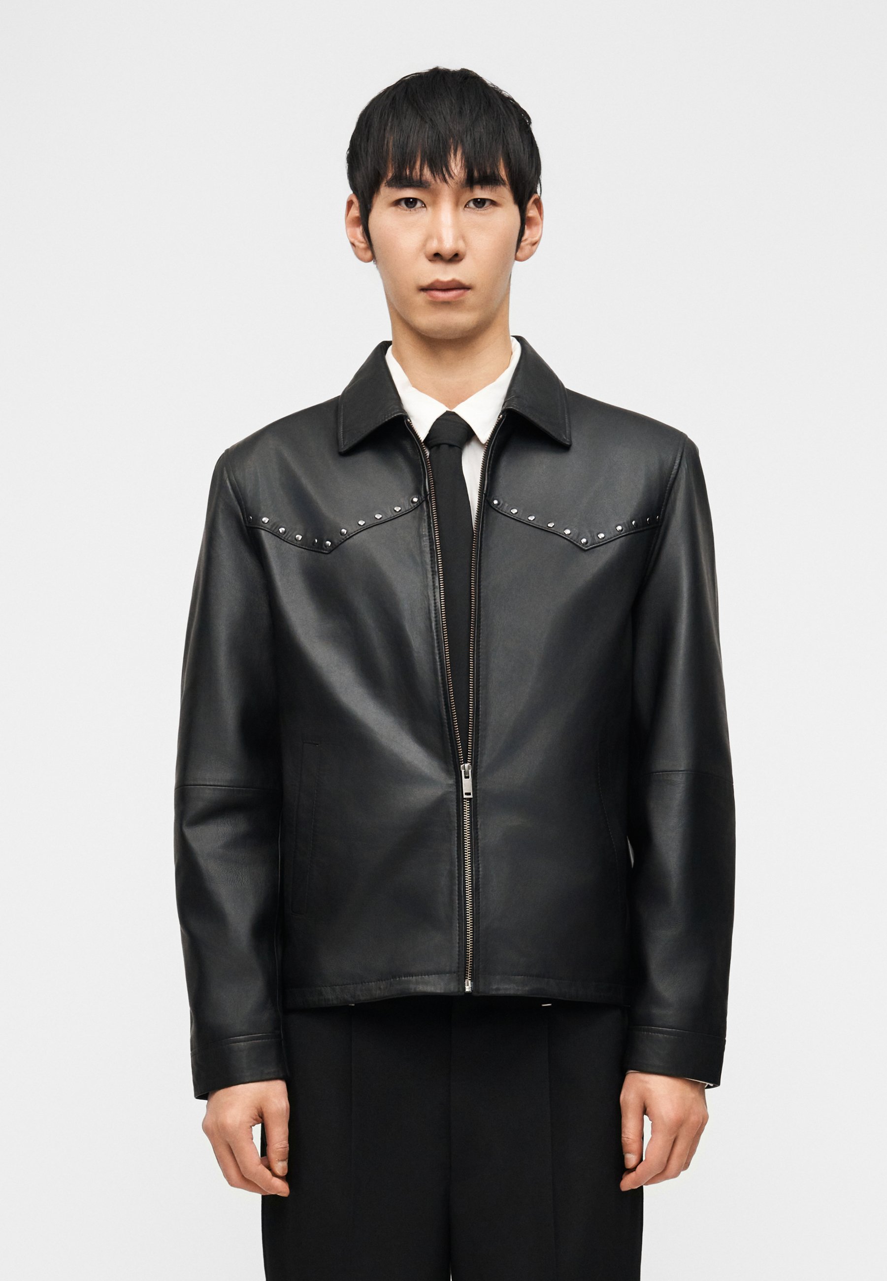 STUDIO ID STUDDED JACKET - Leather jacket - black - Zalando.ie