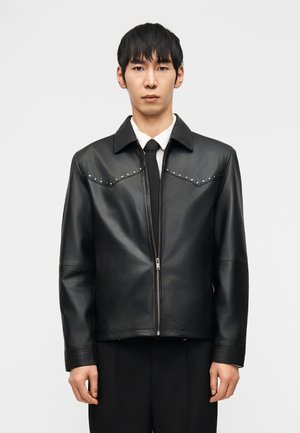 STUDDED JACKET - Leren jas - black