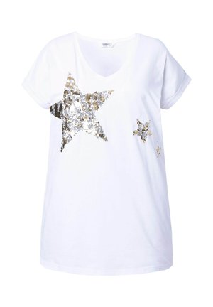 Angel of Style KOMFORT FIT PAILLETTEN-STERNEN - Print T-shirt - snow white