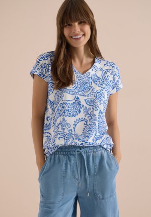 Cecil, T-SHIRT MIT V-NECK UND PRINT - T-shirt con stampa - vanilla white