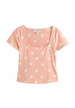 Next, REGULAR FIT - SQUARE NECK SHORT SLEEVE TOP  . - T-shirts print - pink white spot