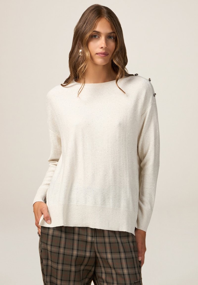 Oltre MISTO CON PAILLETTES - Neule - bianco