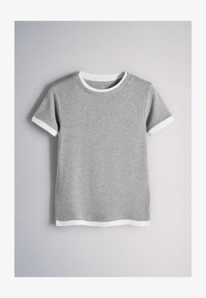 THE SET, REGULAR FIT - 3 PACK DOUBLE LAYER SHORT SLEEVE T-SHIRTS . - Tričko s potlačou - navy grey marl white