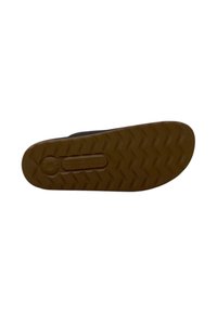 Suola di gomma con un motivo a zigzag; colore marrone con bordo arrotondato e finitura liscia; logo in rilievo vicino all'area del tallone.
