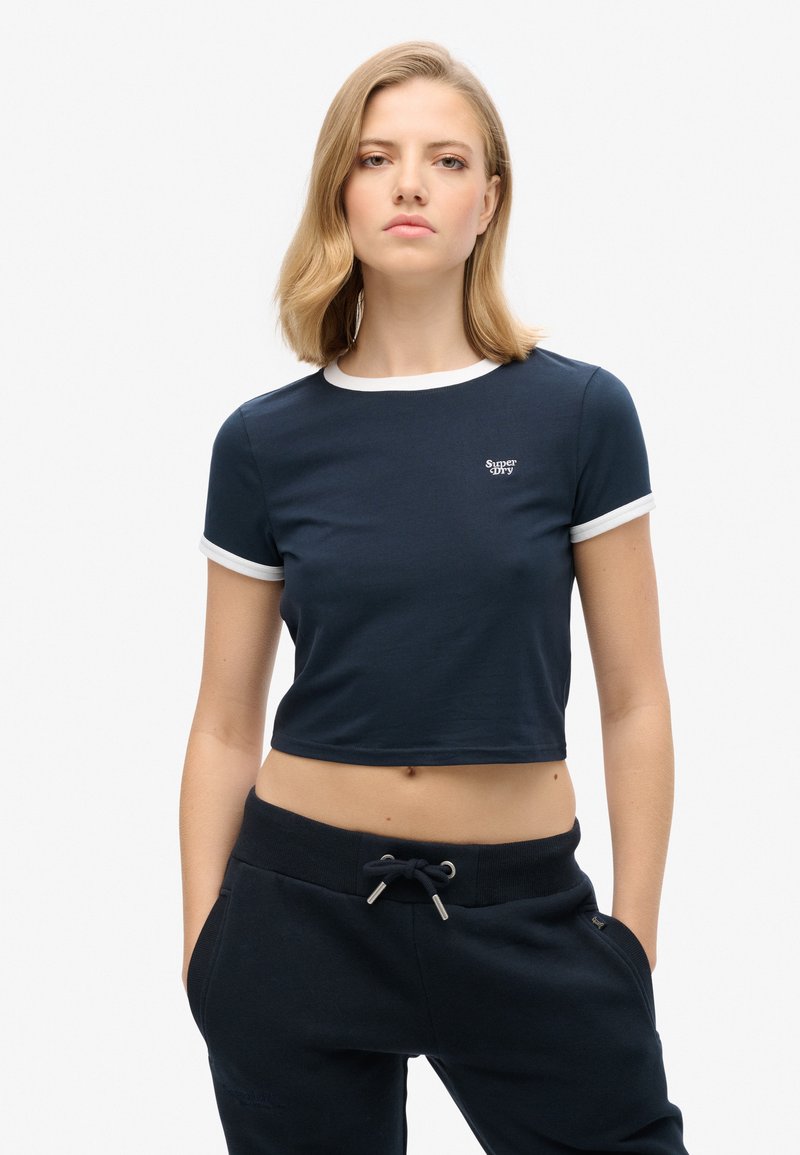 Superdry & Co VINTAGE RINGER CROP - T-shirts basic - eclipse navy