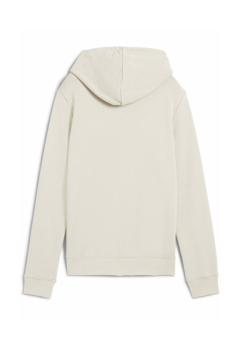 Sudadera color beige claro con capucha ajustable, mangas largas y puños de canalé. Hecha de una tela suave, presenta un diseño simple y sin adornos.