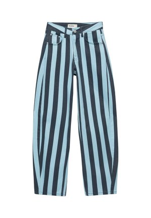 PULL&BEAR, STRIPED BARREL - JEANS - Wide leg - turquoise
