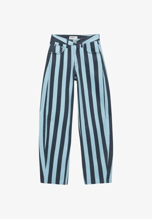 PULL&BEAR, STRIPED BARREL - JEANS - Wide leg - turquoise