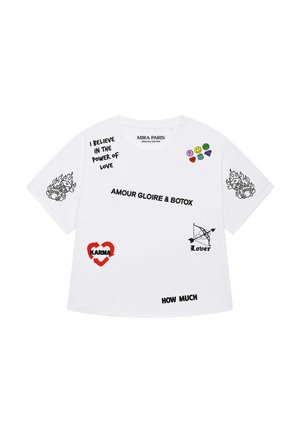 Mira Paris, TATTOO CRUSH OVERSIZED ROLL UP TEE 26 NEW - T-Shirt print - white