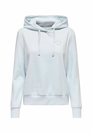 Gai zilā kapuci, kas izgatavots no mīksta materiāla, ar sudraba sirds izšuvumu un rakstainiem auklām. Piedurknes un apakšmalas ir riboti.