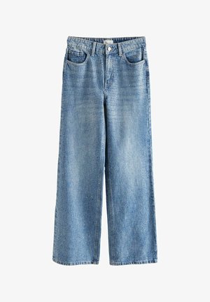 Next REGULAR FIT SEQUIN EMBELLISHED WIDE LEG - Straight leg jeans - mid blue