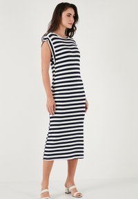 LELA REGULAR FIT - Džersio suknelė - dark blue white