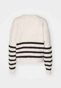 JDY JDYZARI O NECK CABLE STRIPE - Maglione - sandshell/black