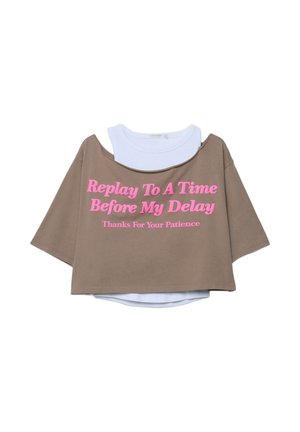 DOUBLE PLACEMENT - Potiskana majica - mottled beige