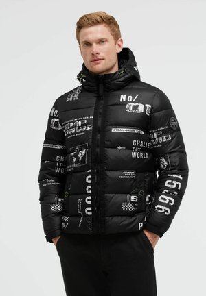 Camp David, CAMP DAVID STEPPJACKE MIT KAPUZE UND ALL OVER PRINT - Winter jacket - black
