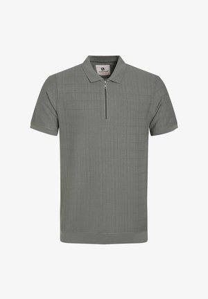 Heledhall hallide päevakäik polo särk lühikeste varrukatega, millel on lukuga krae, tekstuuriga ruuduline muster ning elastsed ääred ja varrukad.