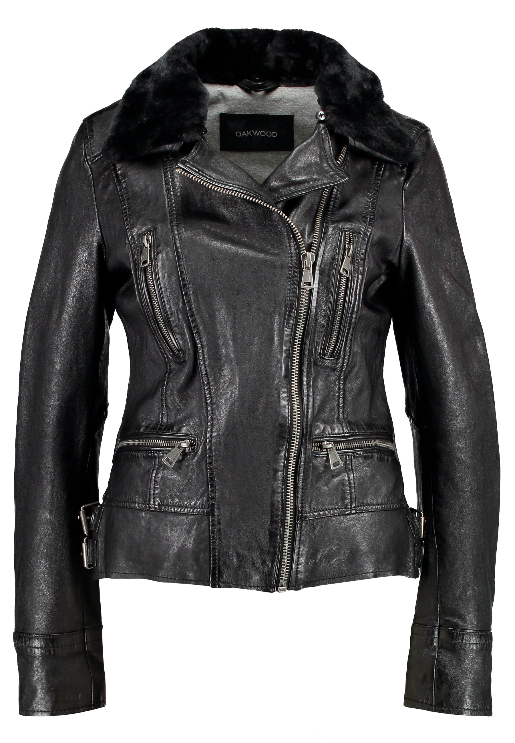Oakwood CINEMA Leren jas blackZwart Zalando.nl Rich & Royal BIKER JACKET WITH PIPING Leren jas black