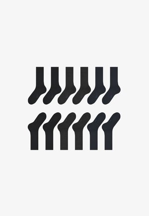 Melni zābaki dažādos toņos, tostarp vienkāršā melnā un ogļu pelēkā, ar gludu struktūru. Katram pārim ir minimāls dizains un logotips.
