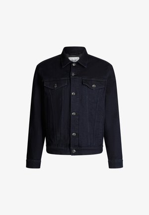 Ciemnoniebieska kurtka dżinsowa z zapinanym przodem, dwoma kieszeniami na piersi i kieszeniami bocznymi. Wyposażona w metalowe guziki oraz klasyczny krój kołnierza.