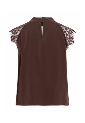 VILA, OBERTEIL MIT KURZEN ÄRMELN VISIMPLY SPITZEN - Blouse - coffee bean
